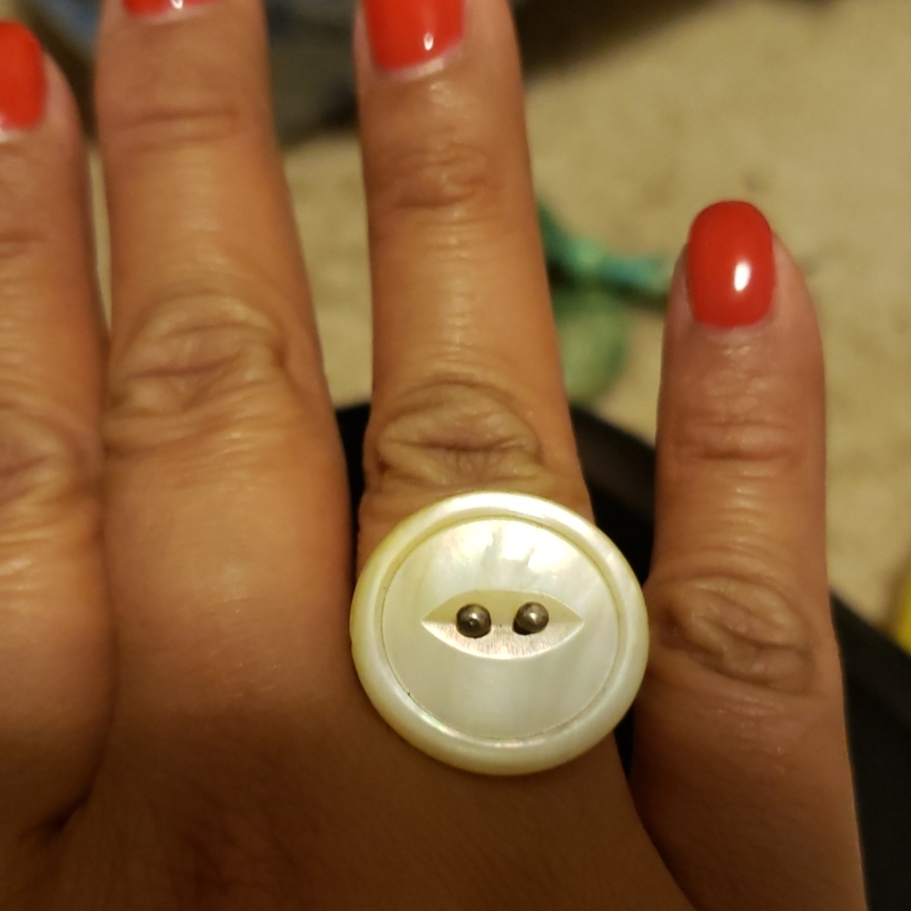 Mother of Pearl Button Ring